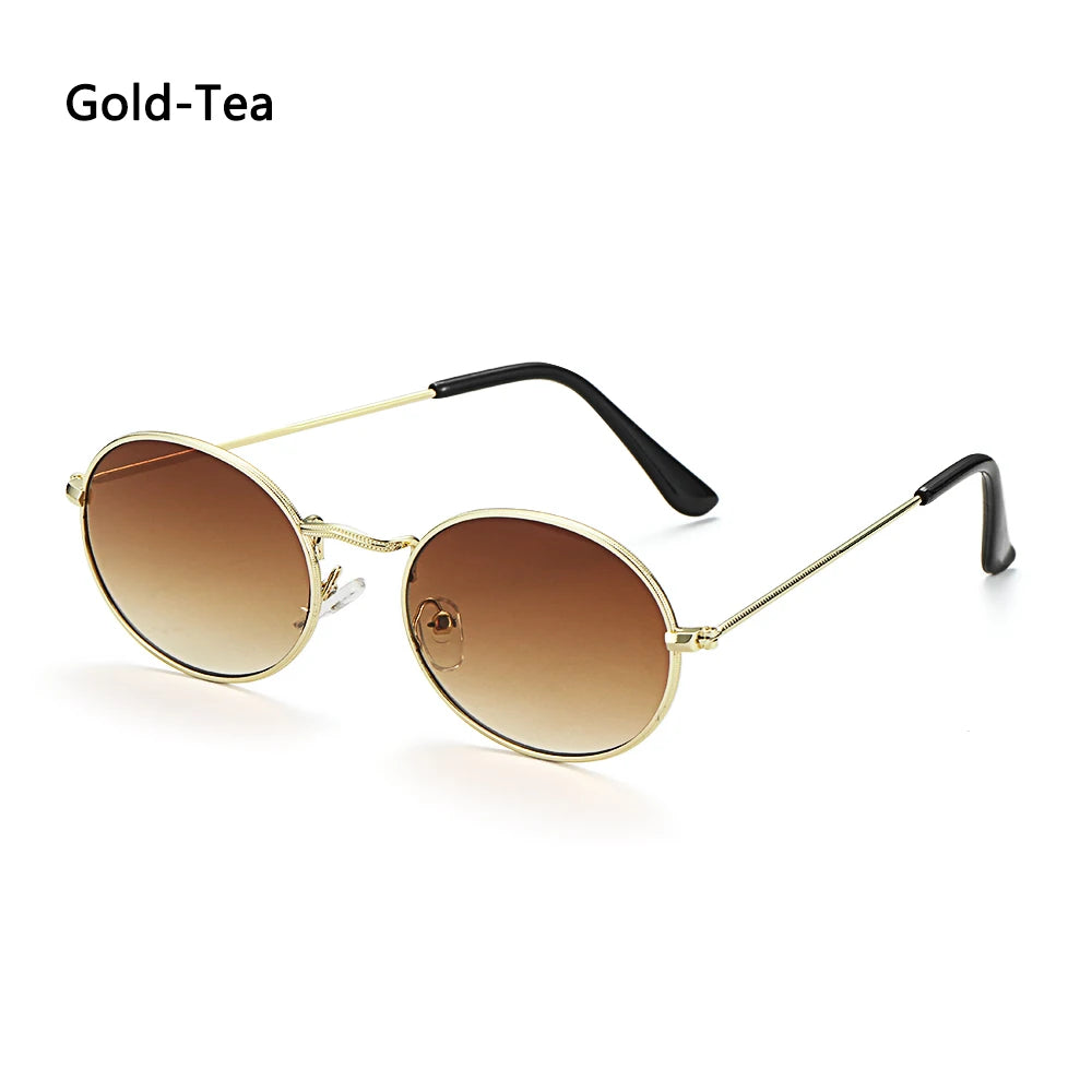 Vintage Oval Style Sunglasses Woman Metal Frame Retro Sun Glasses Male Female Clear Mirror Small Round Gafas De Sol Para Hombre