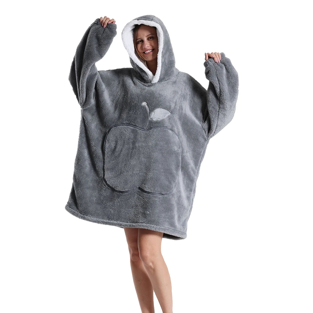 Oversized Blanket Hoodie for Women Men Winter Hooded Sweatshirts Sherpa Fleece Blanket with Sleeves Pink Green Purple Hoodies