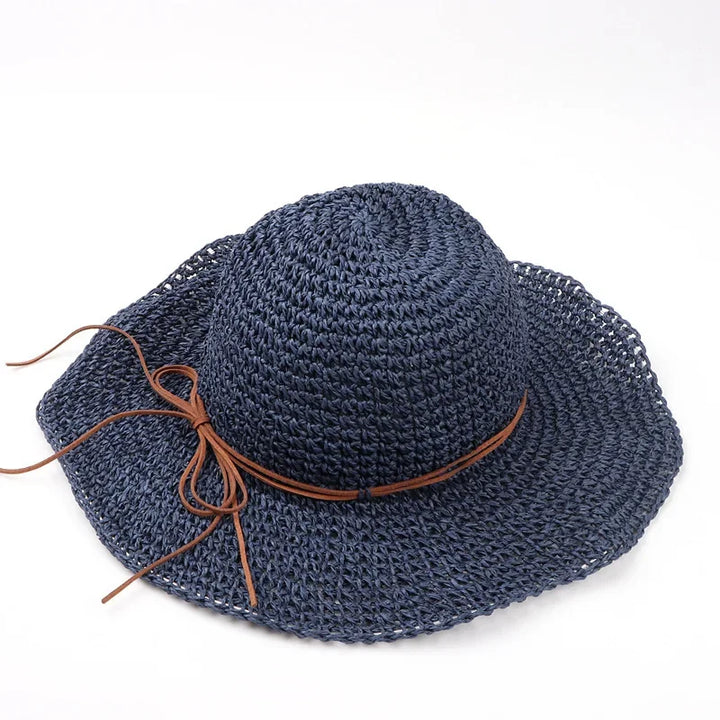 Women's Summer Woven Straw & Fabric Beach Hat - Wide-Brim UV Protection Sun Cap for Outdoor & Coastal Adventures