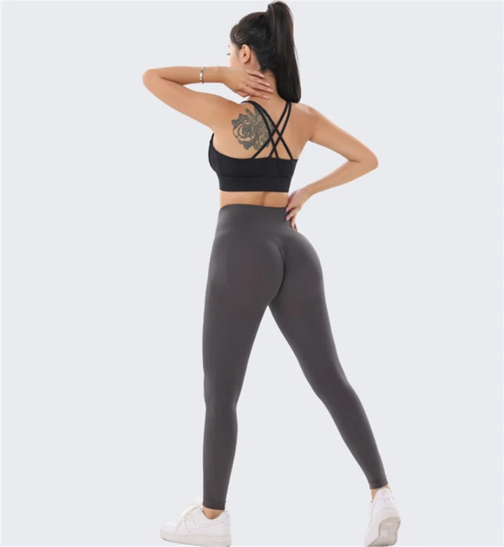 High Waisted Seamless Yoga Leggings for Women Solid Color Slim Fit Peach Shaped Hip Lifting Fitness Sports Pants
