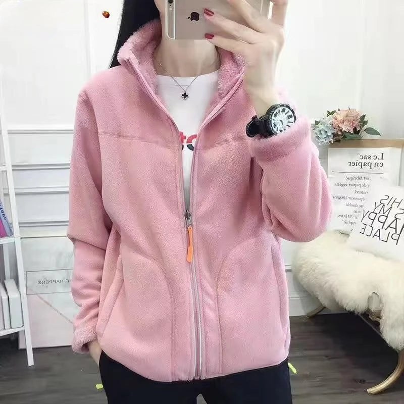 Women Fleece Hoodie Sweatshirts Winter Casual Classic Sweatshirt Warm Thick Female Autumn Fashion Oversized Sportswear