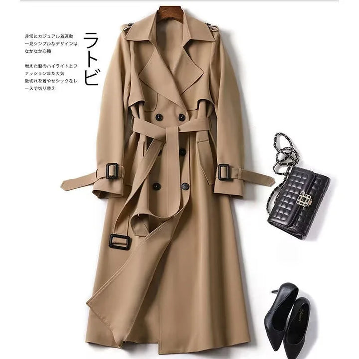 Trench Coat Women's Medium Long Spring Autumn New Korean Version Large Size Popular British Style Coat Over The Knee Coat