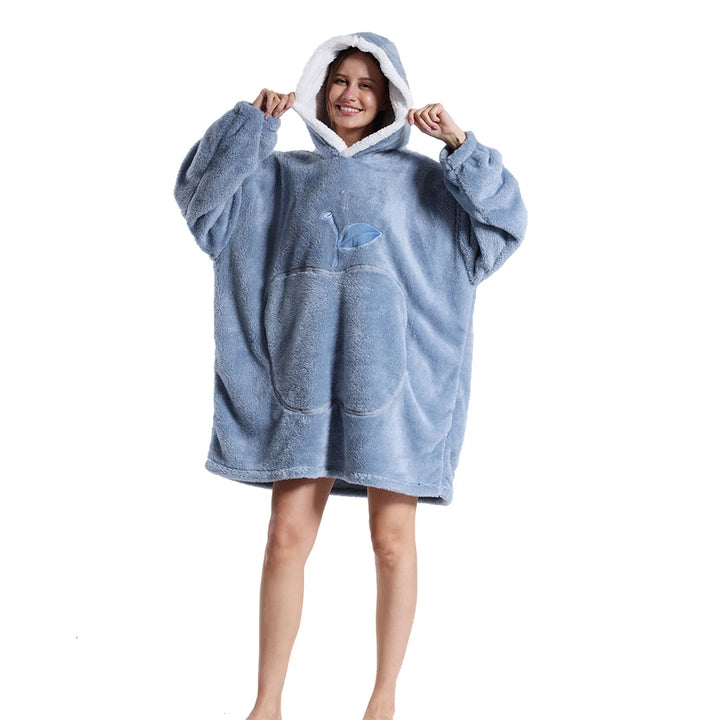 Oversized Blanket Hoodie for Women Men Winter Hooded Sweatshirts Sherpa Fleece Blanket with Sleeves Pink Green Purple Hoodies