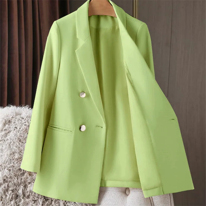 Oversized Women Blazer Trendy British Style Loose Fit Buttoned Jacket  Casual Office Suit Coat