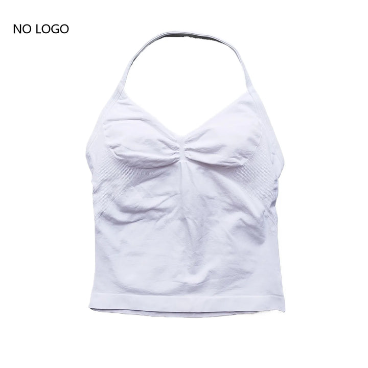 Women's Seamless Yoga Tank Top with Removable Pads V-Neck Longline Strappy Workout Gym Fitness Vest Sports Clothes
