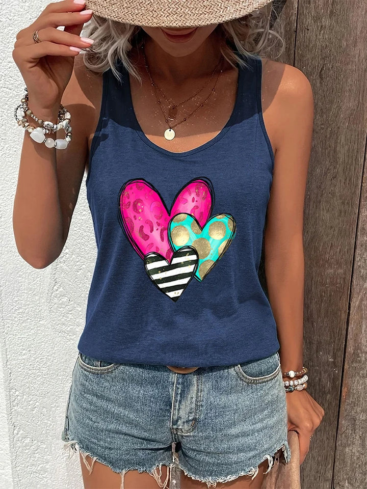 Women’s Vest Funny Heart Racerback Tanks Three Color Hearts Graphic Tank Top Fashion Summer Racerback Outfit Vacation Sexy Tops