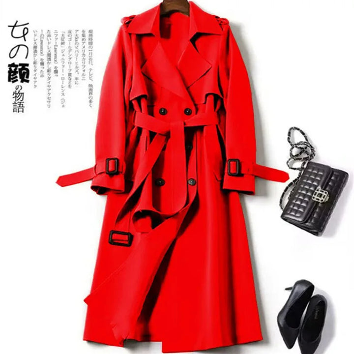 Trench Coat Women's Medium Long Spring Autumn New Korean Version Large Size Popular British Style Coat Over The Knee Coat
