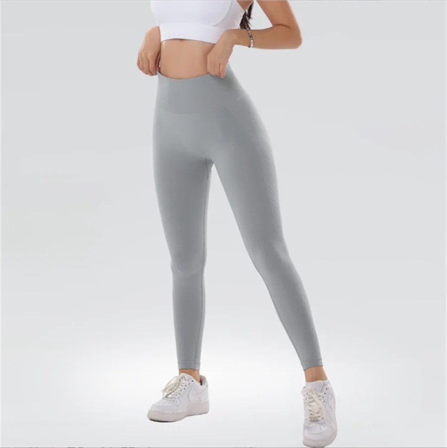 High Waisted Seamless Yoga Leggings for Women Solid Color Slim Fit Peach Shaped Hip Lifting Fitness Sports Pants