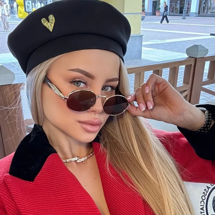Vintage Small Oval Metal Sunglasses Fashion Brand Casual Style Sun Glasses Luxury Punk Unisex Stylish Eyeglasses UV400