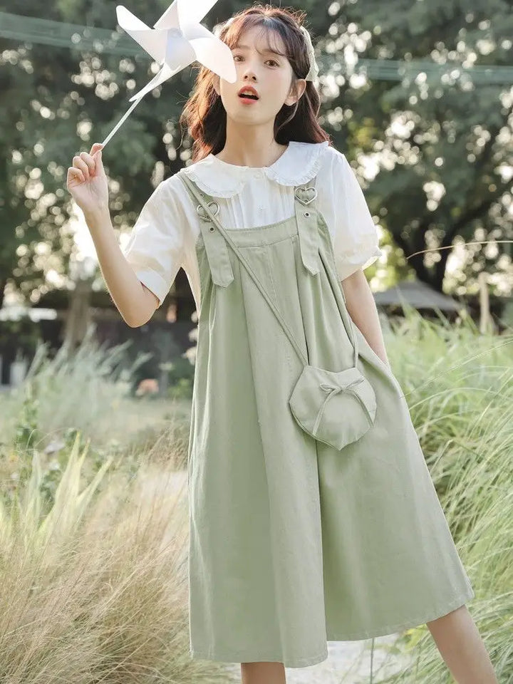 Sleeveless Dress Women Clothing A-line Kawaii Pure Korean Fashion Baggy All-match Vintage Preppy Girlish Sweet Vestidos Summer