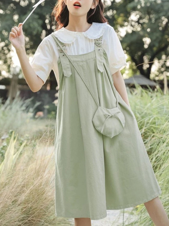 Sleeveless Dress Women Clothing A-line Kawaii Pure Korean Fashion Baggy All-match Vintage Preppy Girlish Sweet Vestidos Summer