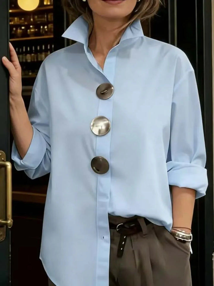 New Women's Oversized Button Down Shirt Turn Down Collar Long Sleeve Casual Loose Blouse Top