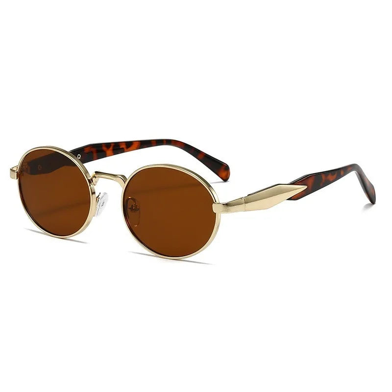 Vintage Small Oval Metal Sunglasses Fashion Brand Casual Style Sun Glasses Luxury Punk Unisex Stylish Eyeglasses UV400