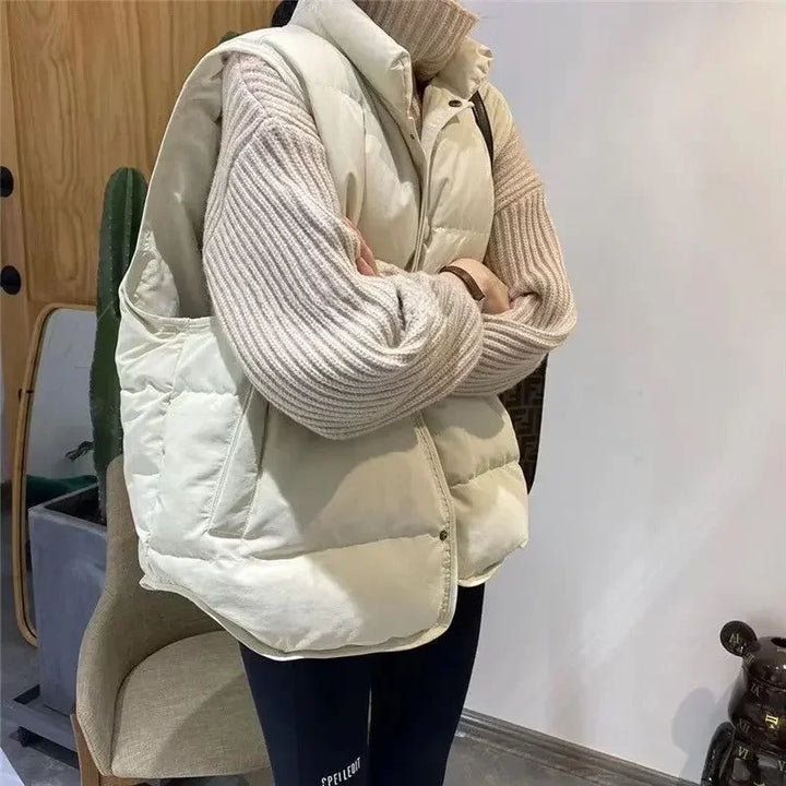 Quilted Puffer Waistcoat Woman Solid Color New Outerwear Clothes Fashion 2025 Down Vest for Women Cold Warm Korean Style Casual