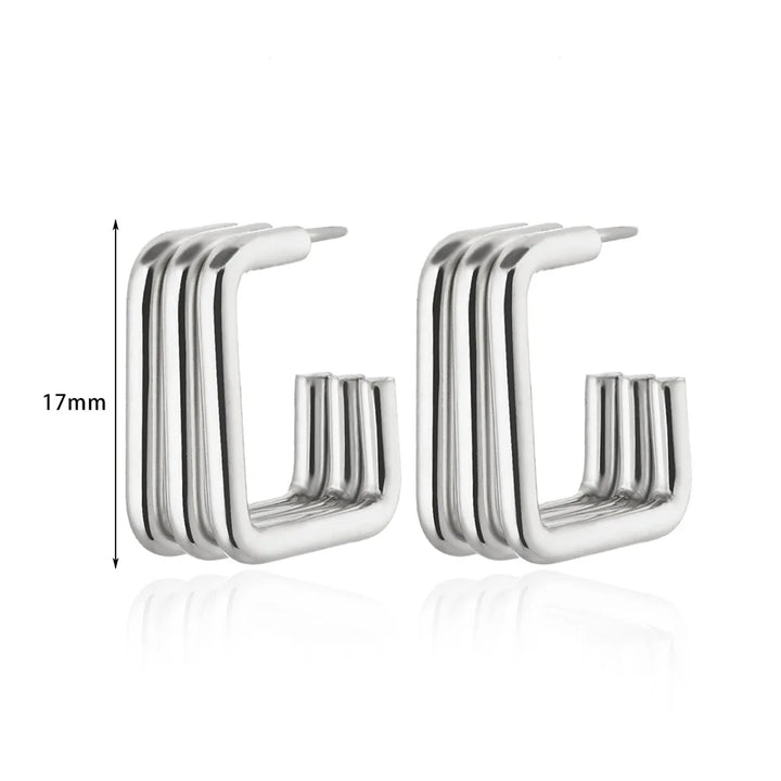 Classic Hoop Earrings for Women Girls Gold Color Chunky Stainless Steel Earrings 2026 Trend New in Minimalist Ear Jewelry aretes