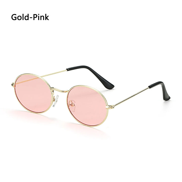 Vintage Oval Style Sunglasses Woman Metal Frame Retro Sun Glasses Male Female Clear Mirror Small Round Gafas De Sol Para Hombre