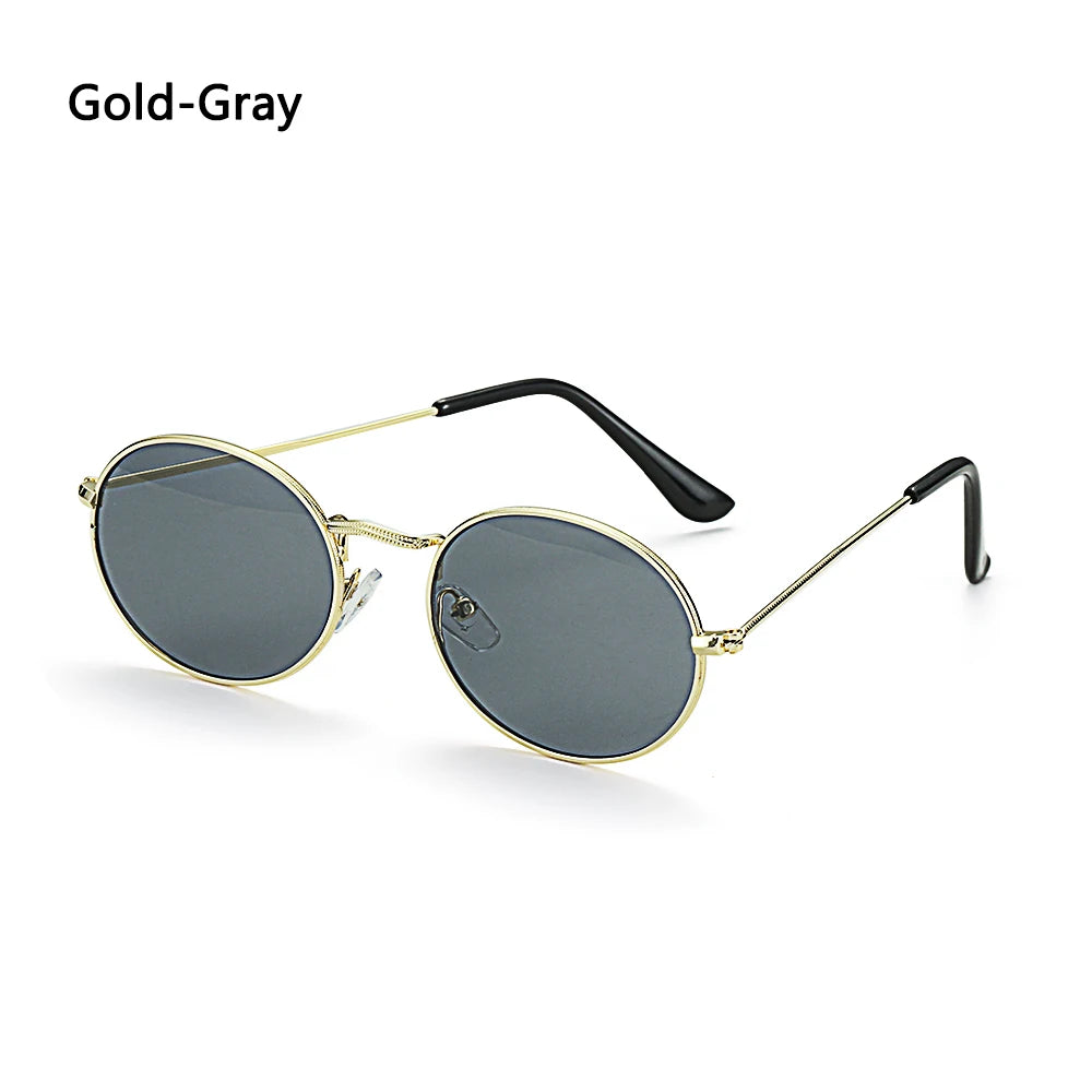 Vintage Oval Style Sunglasses Woman Metal Frame Retro Sun Glasses Male Female Clear Mirror Small Round Gafas De Sol Para Hombre