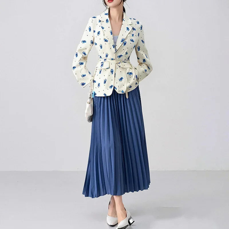 Oversized Blazer Jacket Women Casual Solid Turn Down Collar Lace Up Coat Autumn Fashion Design Street Commute Office Lady Jacket