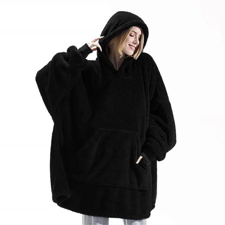 New Winter Double-faced Fleece Hoodie Blanket Oversize Large Pocket Warm Couple Loose Sweatshirts Women And Men Robe loungewear