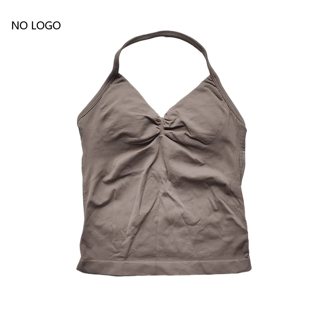 Women's Seamless Yoga Tank Top with Removable Pads V-Neck Longline Strappy Workout Gym Fitness Vest Sports Clothes