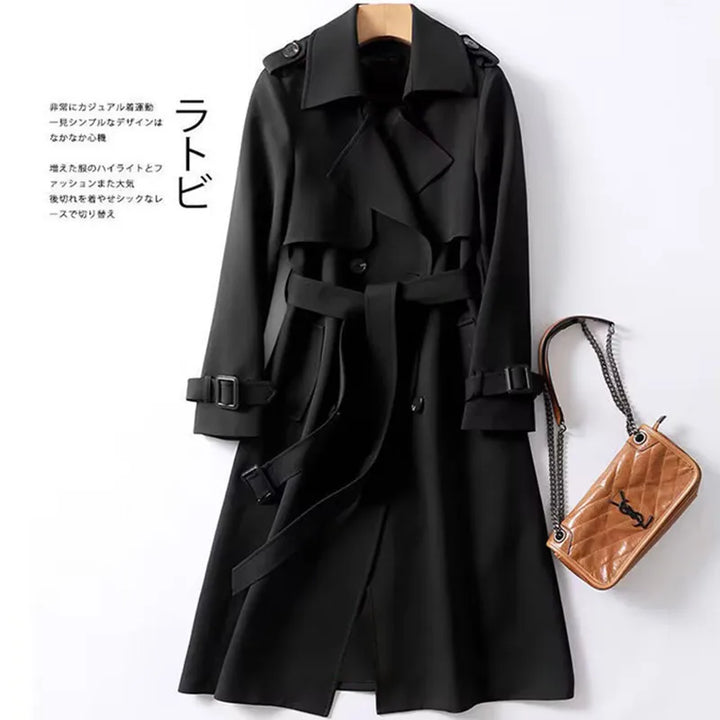 Trench Coat Women's Medium Long Spring Autumn New Korean Version Large Size Popular British Style Coat Over The Knee Coat