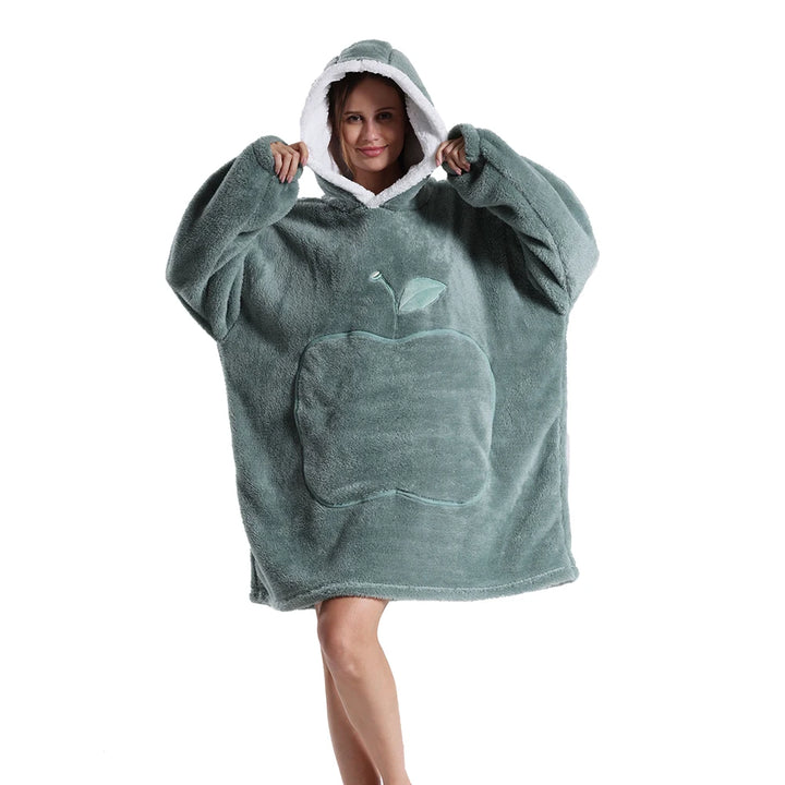 Oversized Blanket Hoodie for Women Men Winter Hooded Sweatshirts Sherpa Fleece Blanket with Sleeves Pink Green Purple Hoodies