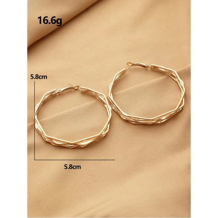1 Pair Fashionable Minimalist Classic Exaggerated Gold Geometric Hoop Earrings For Women